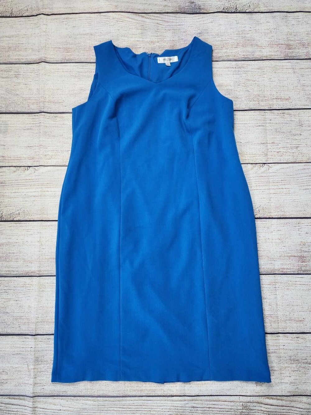 Jones Studio Separates Womens 16W Sheath Dress Blue Sleeveless V Neck Lined Work
